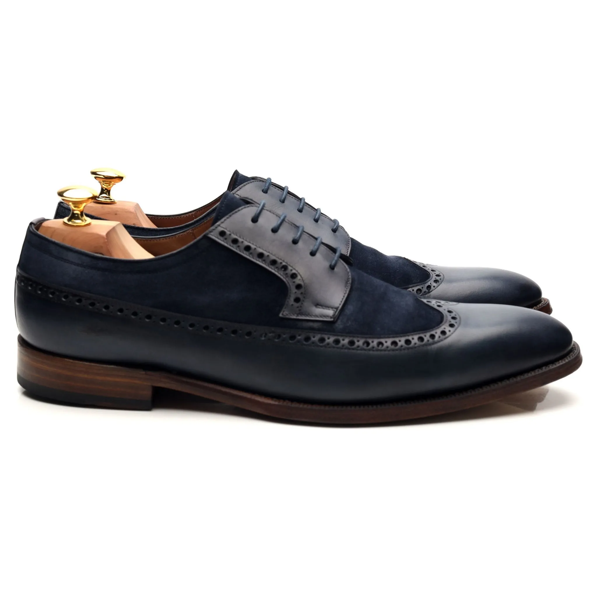 '082' Navy Blue Two Tone Leather Derby Brogues UK 10.5