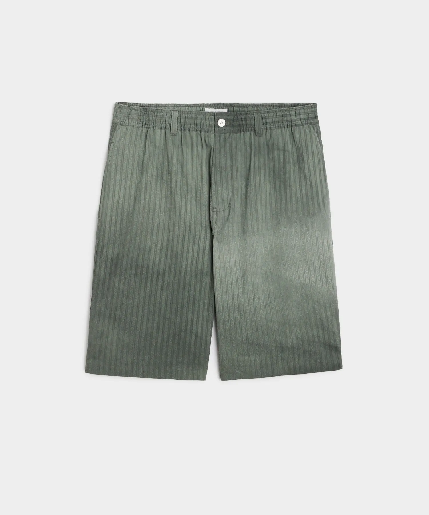 11" Italian Overdyed Relaxed Short in Green Stripe