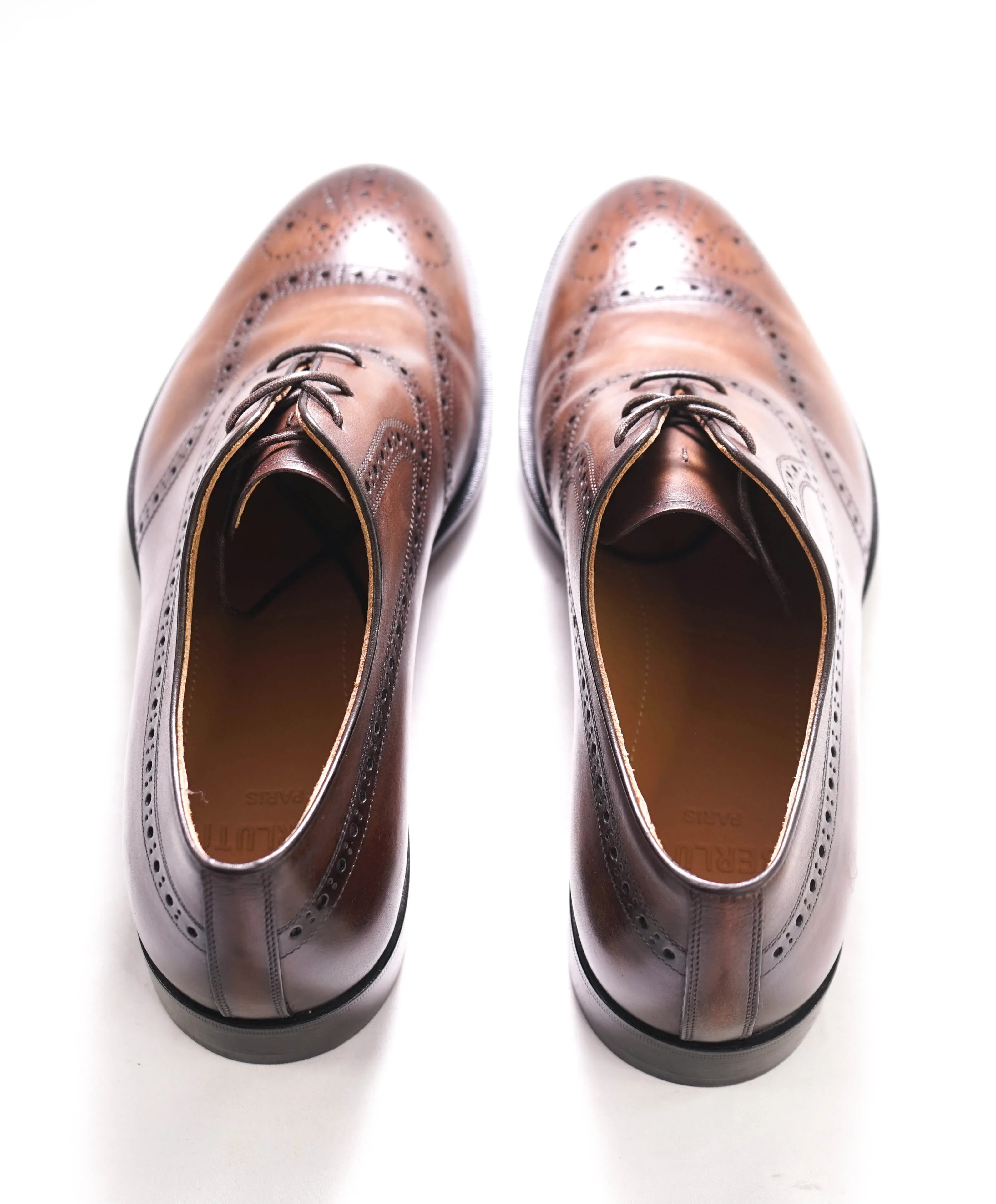 $1,720 BERLUTI PARIS- "DUNE" Leather Wingtip Brogues In Brown - 9.5 US (8.5 Stamped)