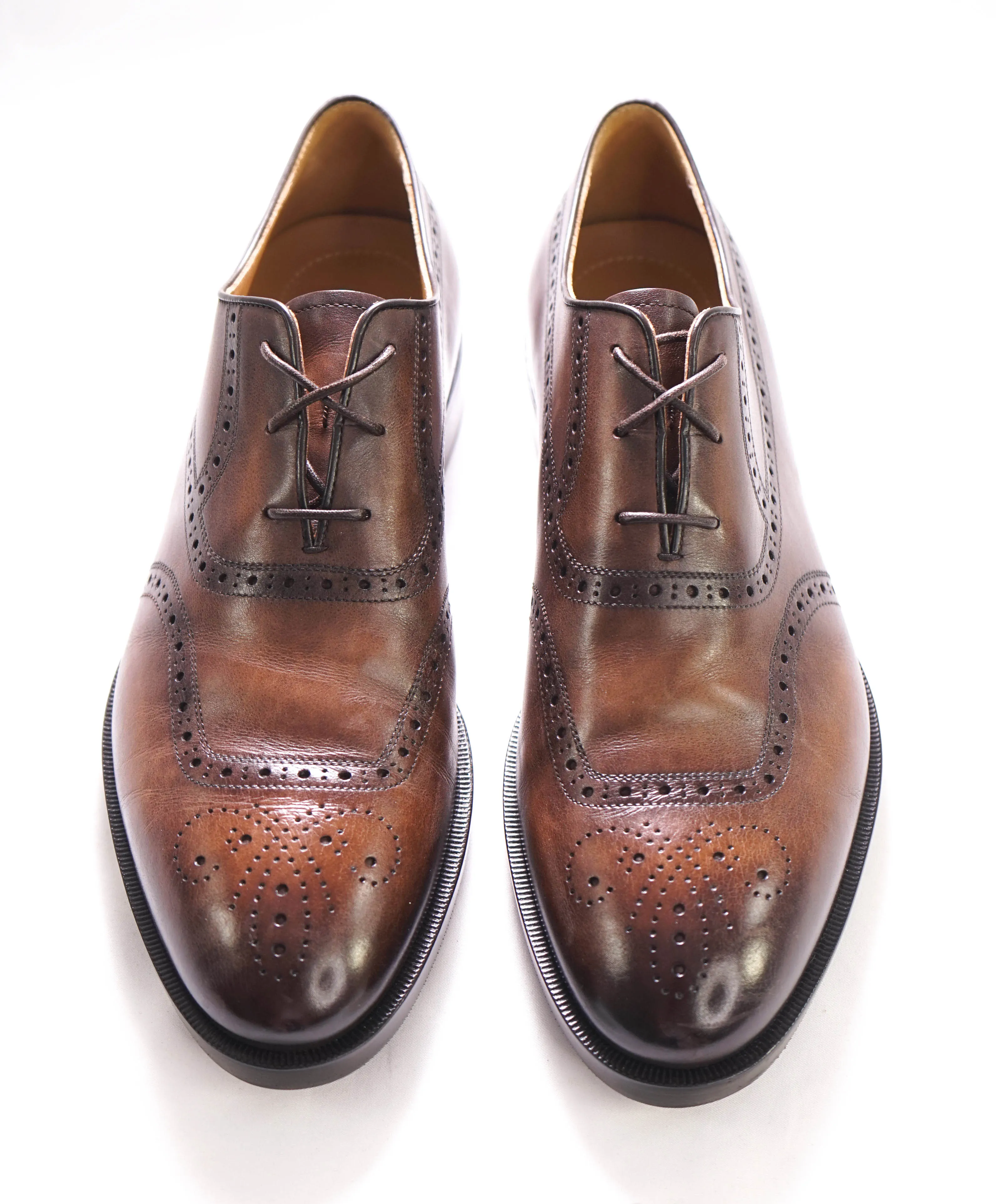 $1,720 BERLUTI PARIS- "DUNE" Leather Wingtip Brogues In Brown - 9.5 US (8.5 Stamped)