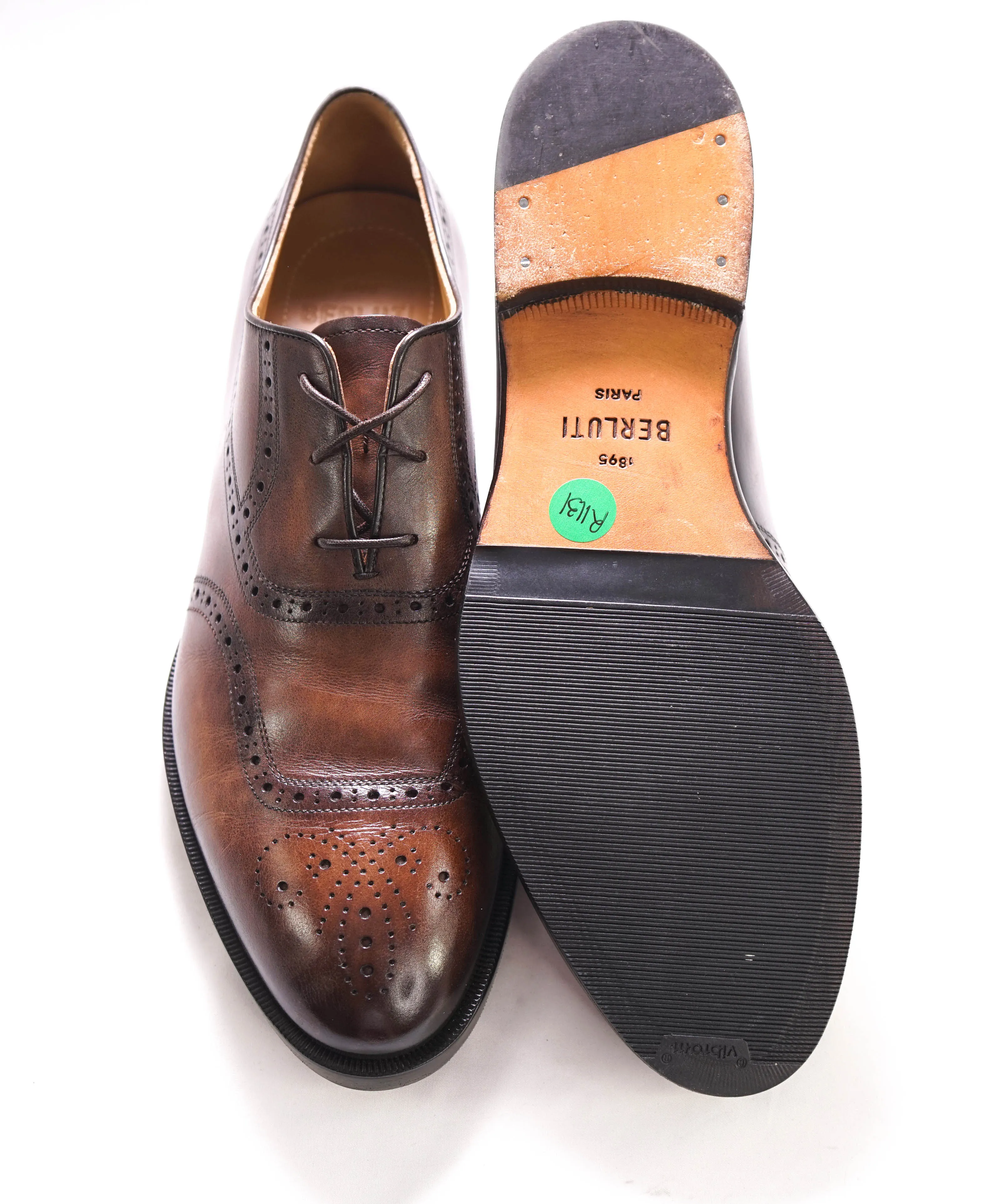 $1,720 BERLUTI PARIS- "DUNE" Leather Wingtip Brogues In Brown - 9.5 US (8.5 Stamped)