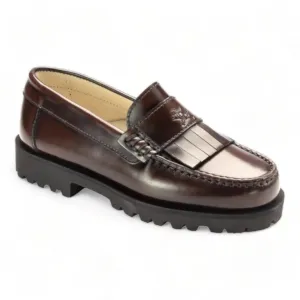 2637 - Brown Polished Leather Hard Loafer for Girl/Boy by London Kids