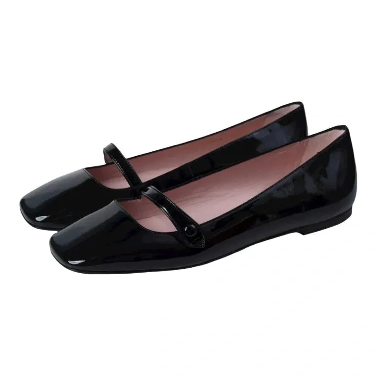 46934 - Black Patent Leather Flats for Teen/Women by Pretty Ballerinas