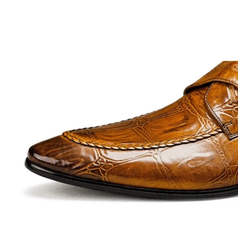 AlliLux Exotic Pointed Toe Slip-On Brogues