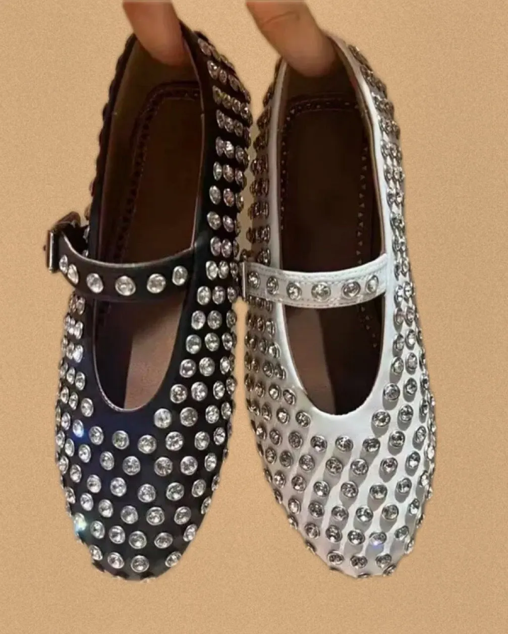 Almond studded  flats shoes