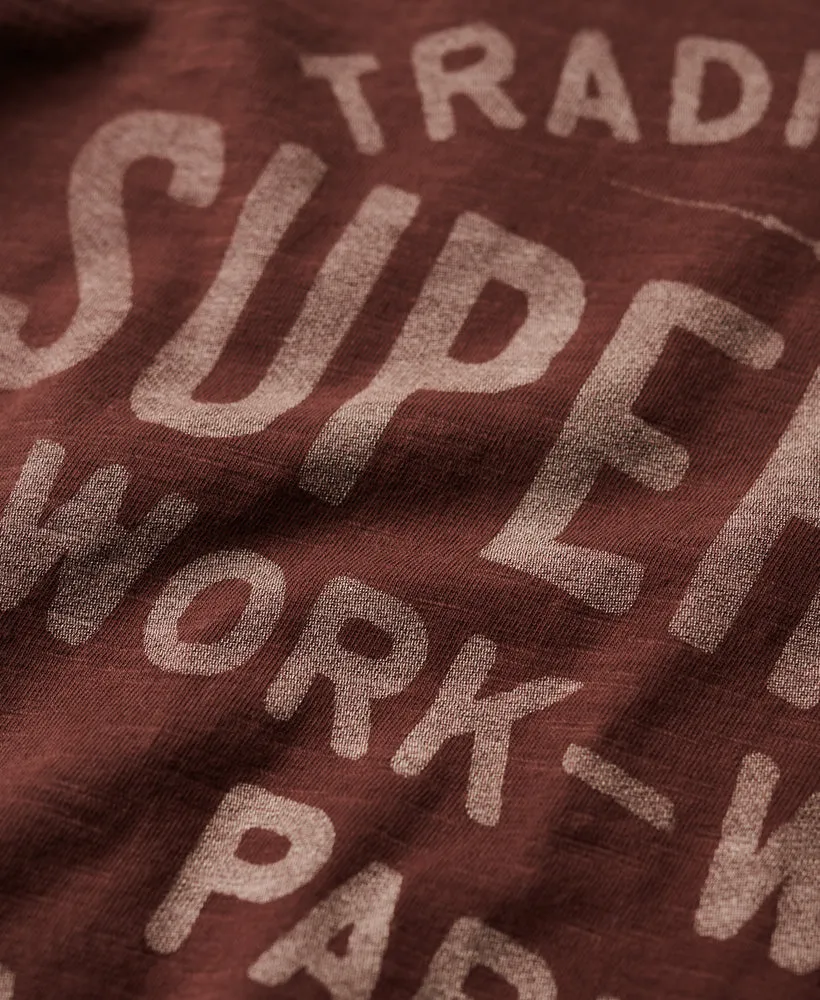 Archive Script Graphic T-Shirt - Deep Mahogany Brown Slub