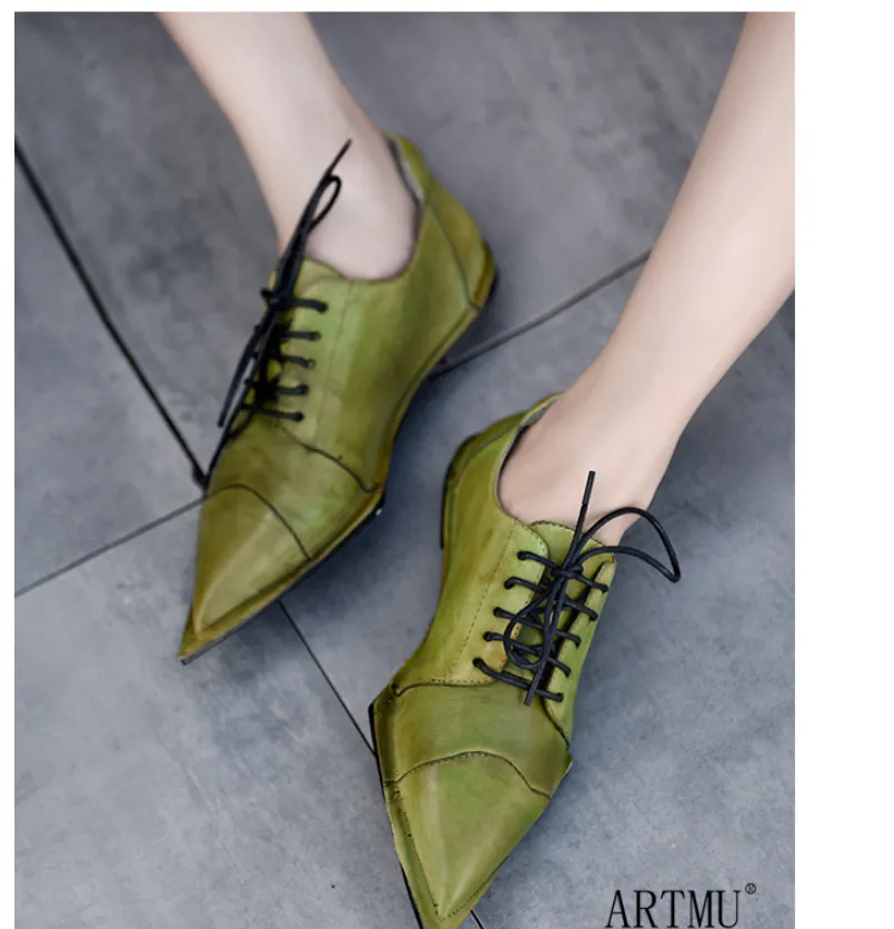 ARTMU POINTED TOE VINTAGE LEATHER BROGUES