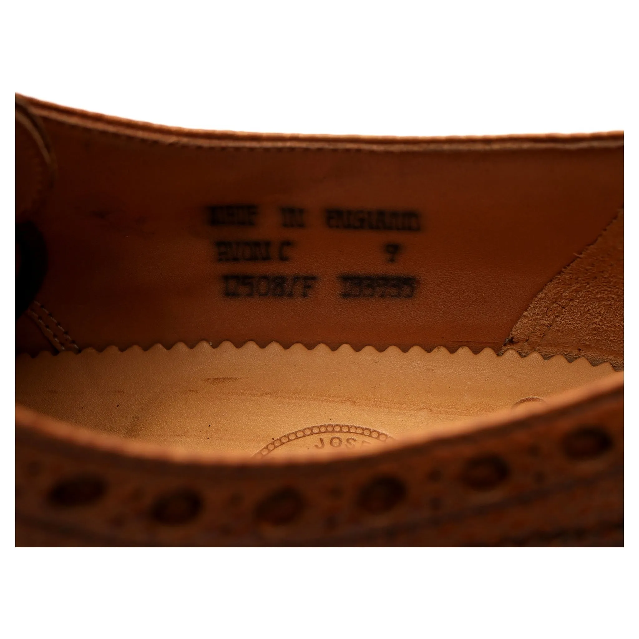 'Avon' Tan Brown Leather Derby Brogue UK 9 F