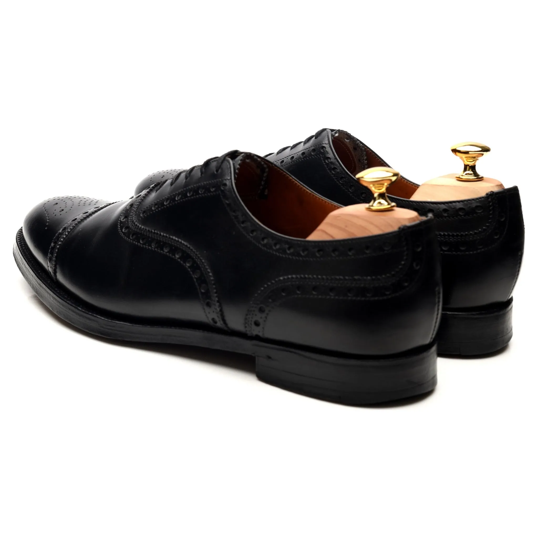 Black Leather Oxford Semi Brogues UK 11 F