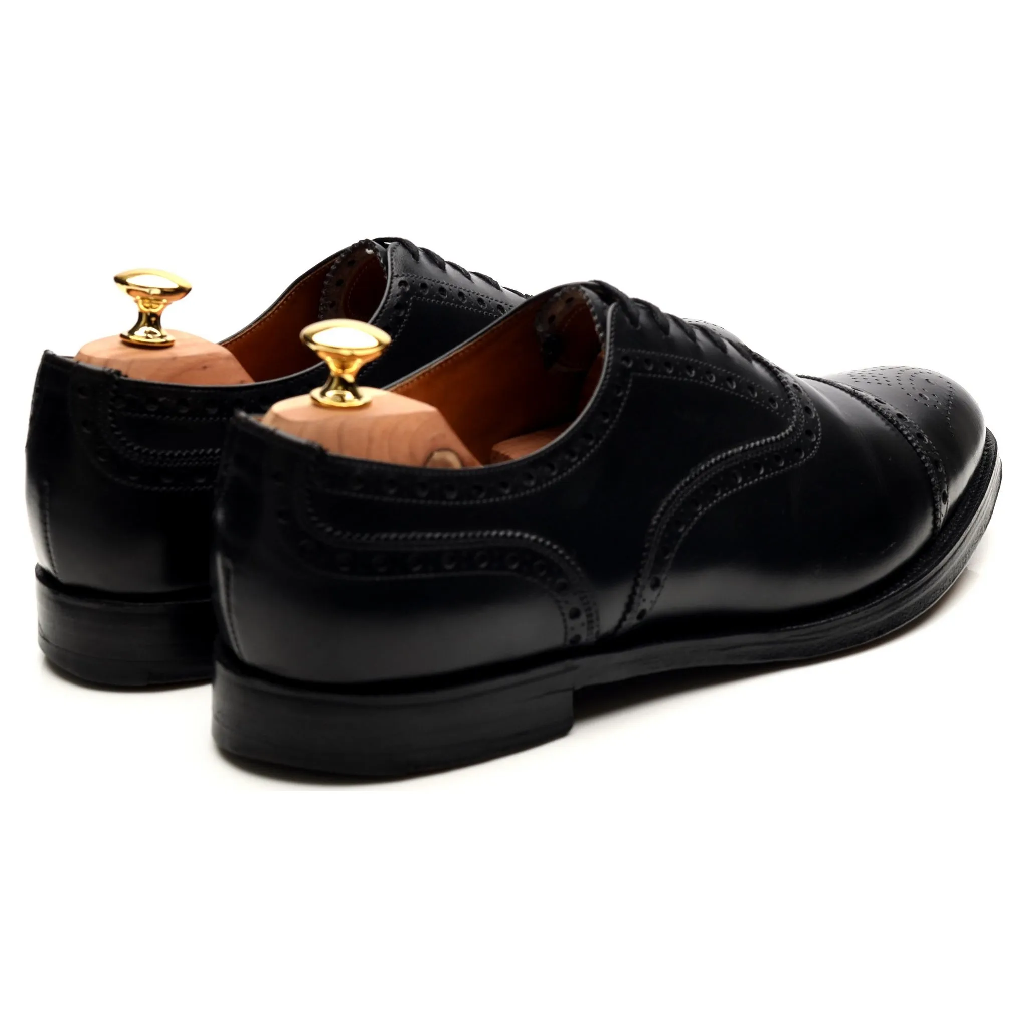 Black Leather Oxford Semi Brogues UK 11 F