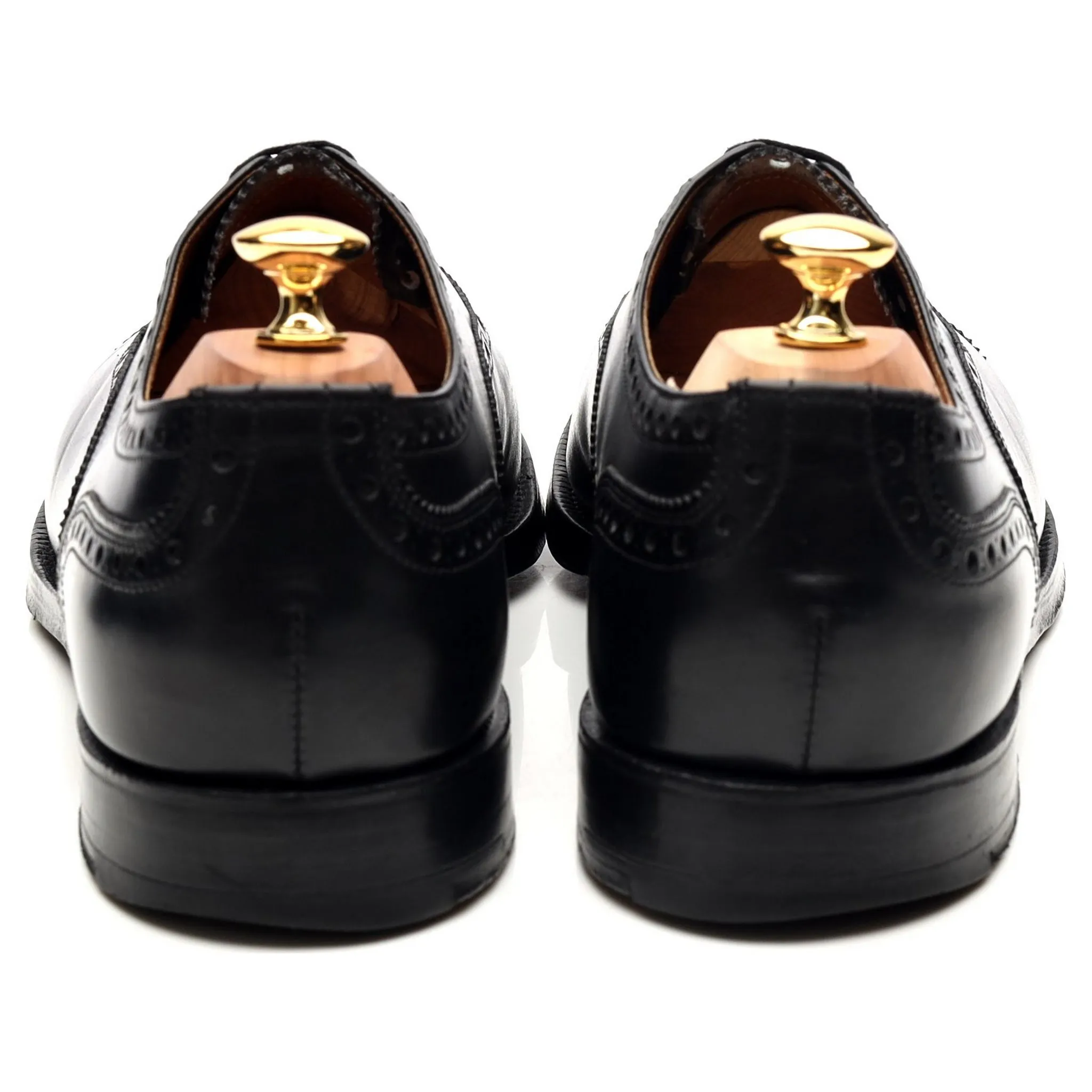 Black Leather Oxford Semi Brogues UK 11 F