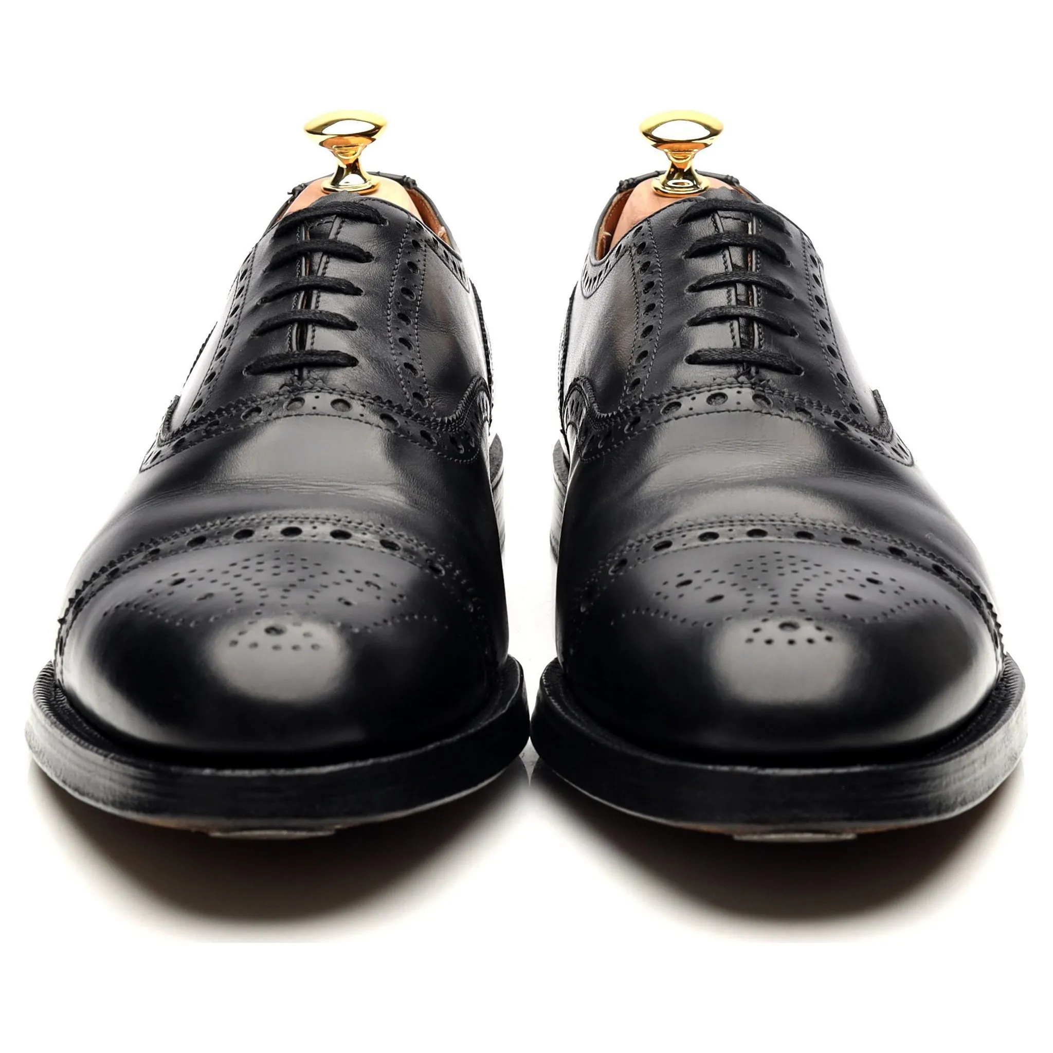 Black Leather Oxford Semi Brogues UK 11 F