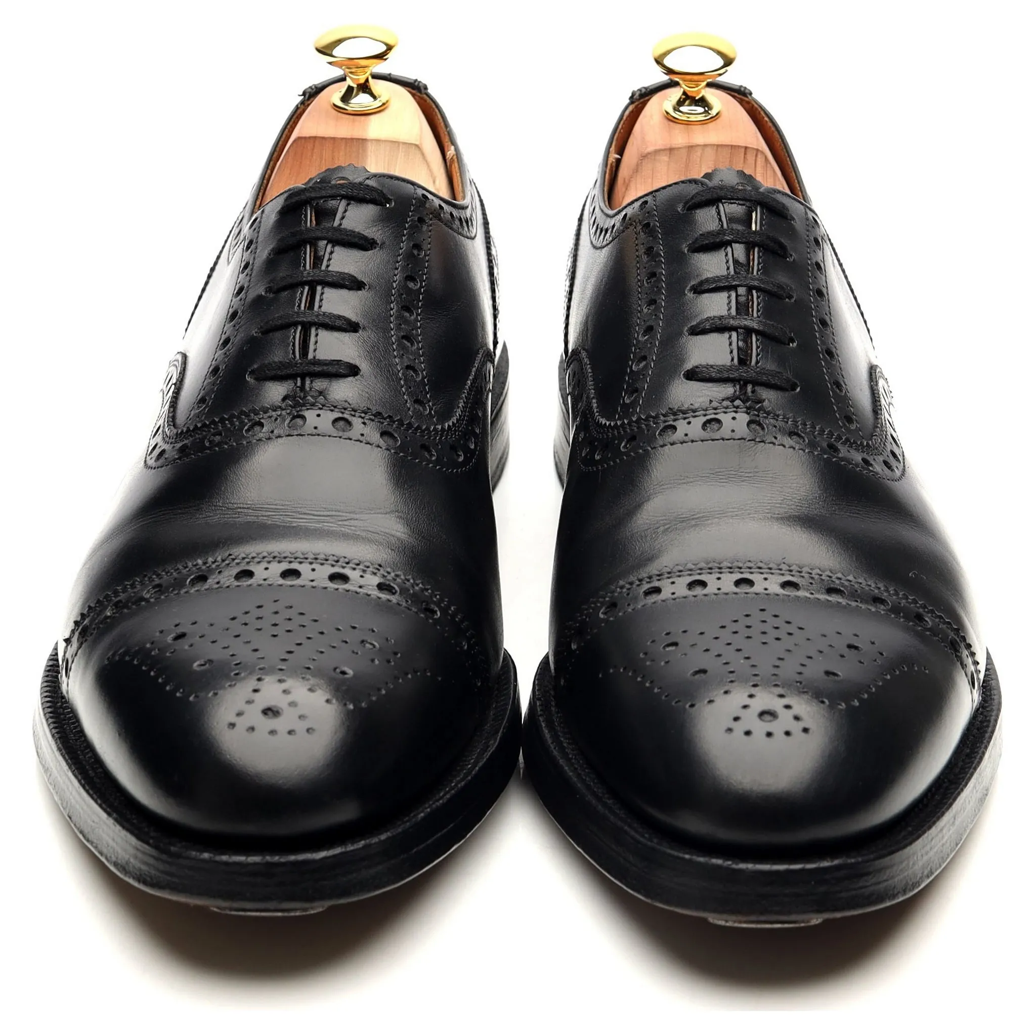 Black Leather Oxford Semi Brogues UK 11 F