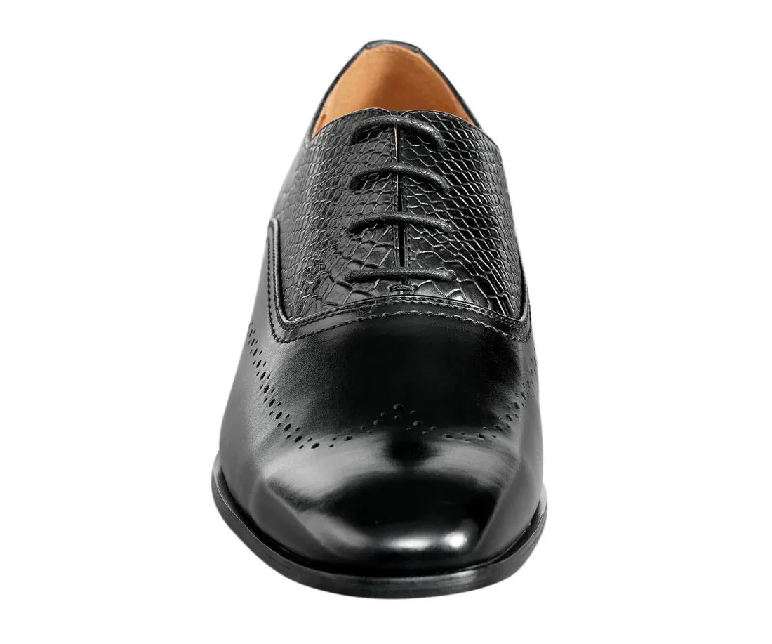 Black Premium Wingtip Men's PU Leather Oxford Lace -Up Formal Dress Shoes