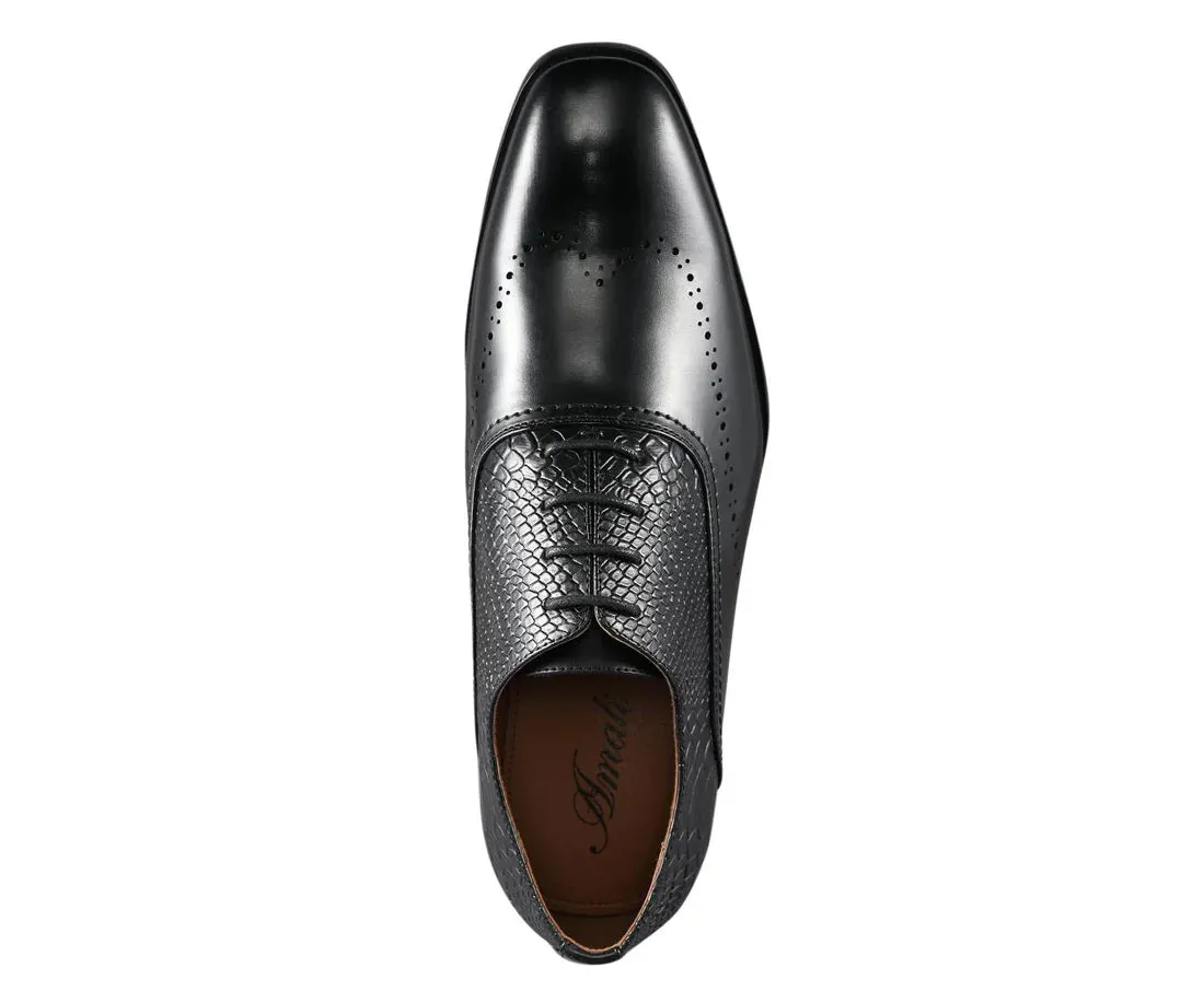 Black Premium Wingtip Men's PU Leather Oxford Lace -Up Formal Dress Shoes