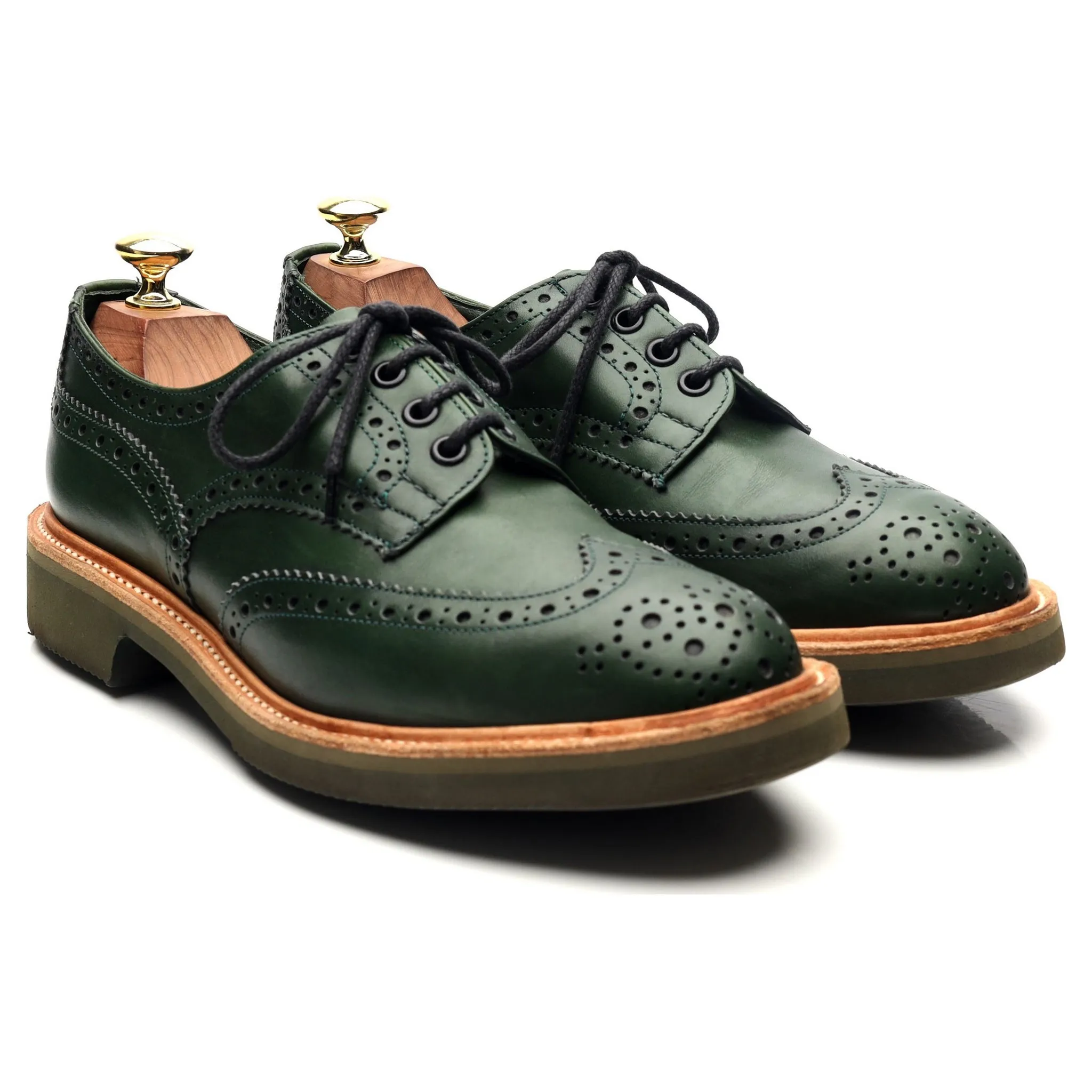 'Bourton' Green Leather Derby Brogues UK 7