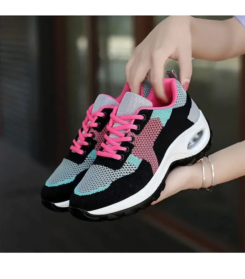 Breathable Lace-Up Platform Sport Shoes for Women