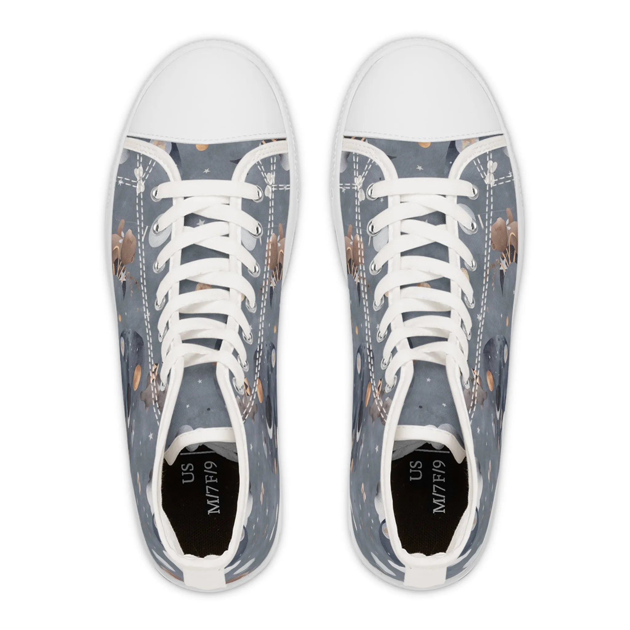 Bunny and Bear Space Women's High Top Sneakers