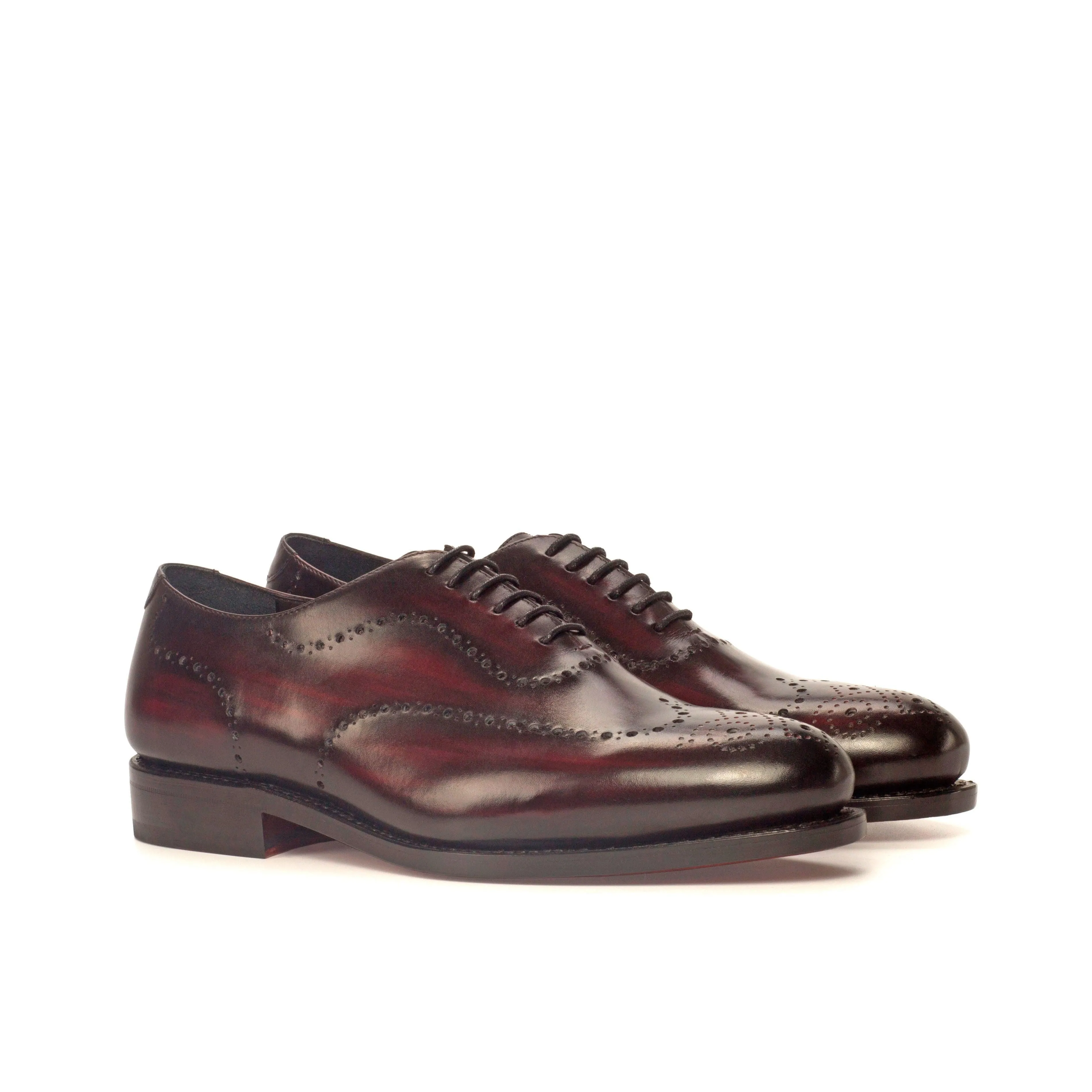 Burgundy Patina Leather Wholecut Shoes