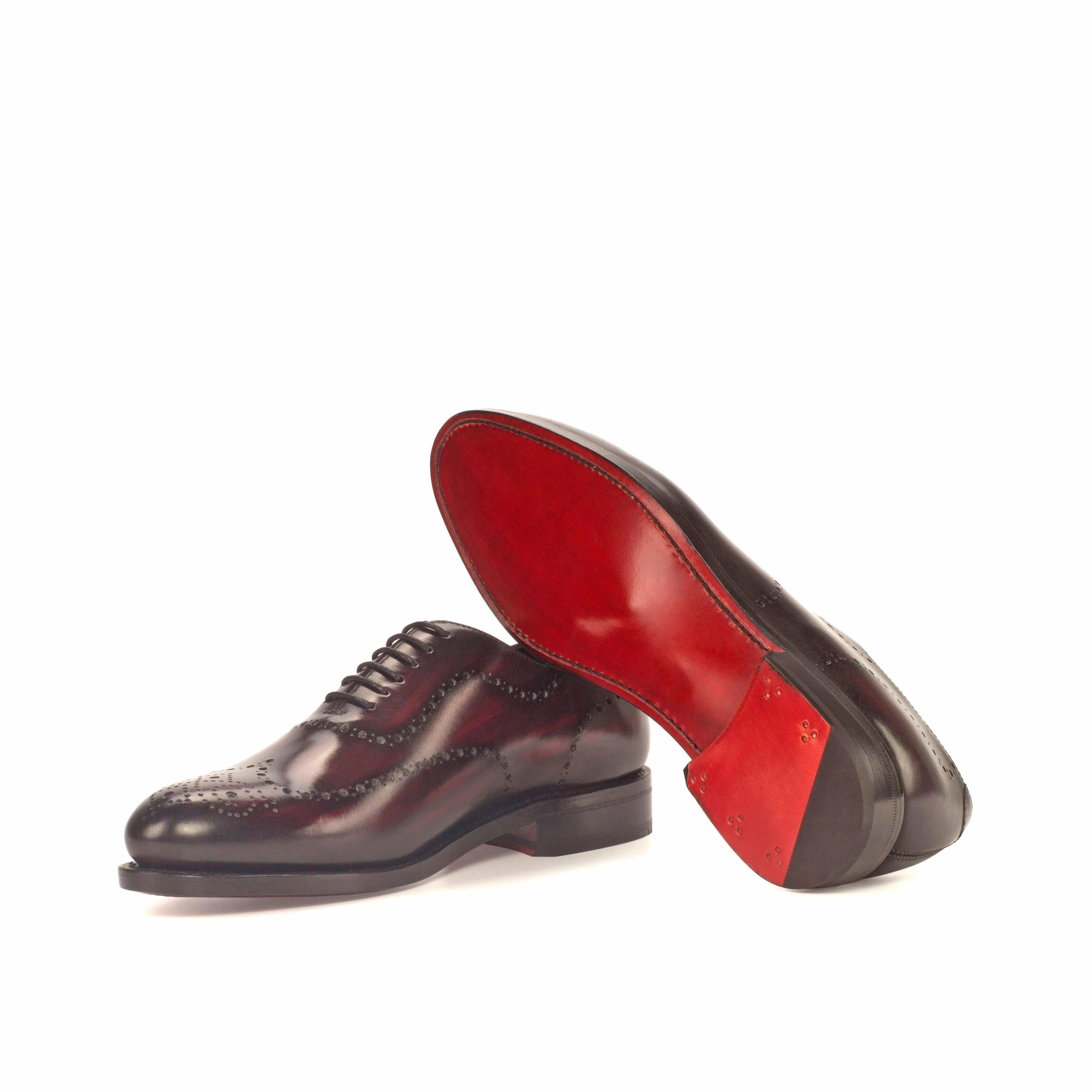 Burgundy Patina Leather Wholecut Shoes