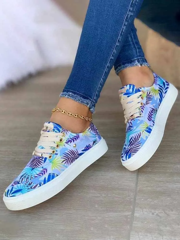 Casual Plants Flat Sneakers