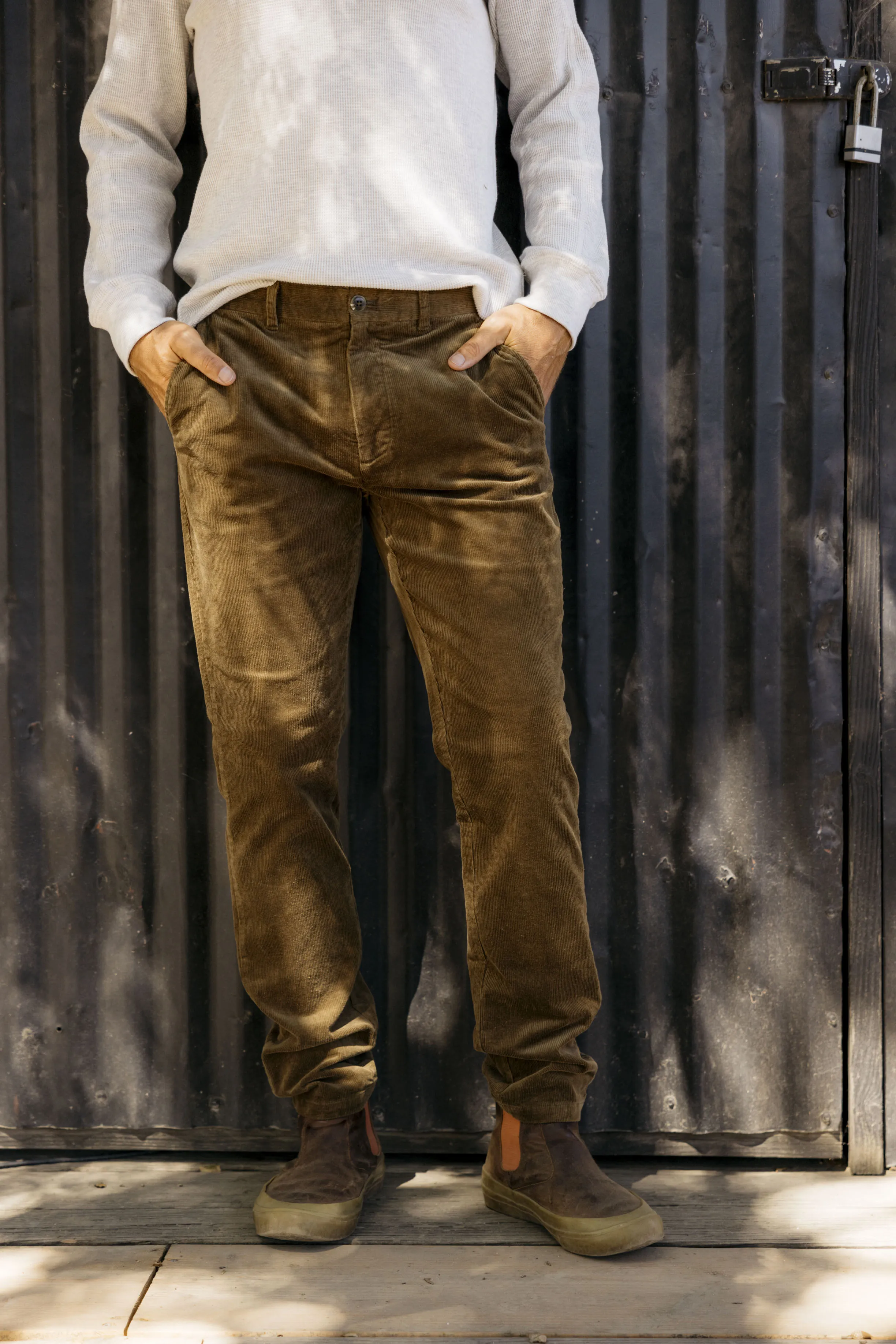 Corduroy Stretch Slim Fit Pants - Mushroom