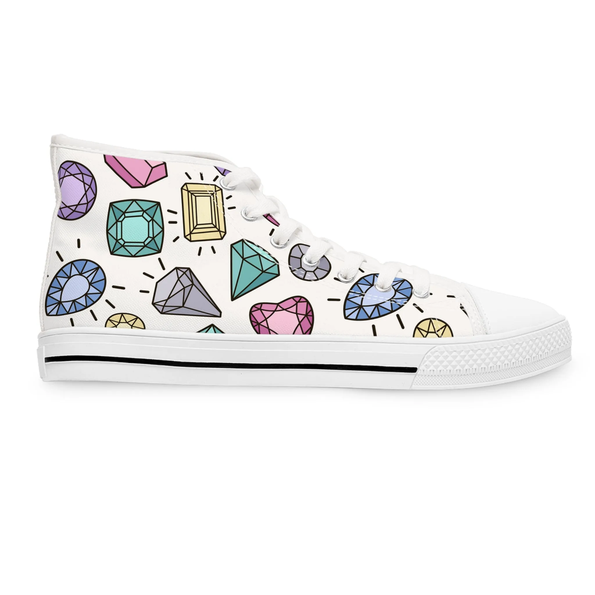 Cute Fashion Jewelry Gem Women's High Top Sneakers