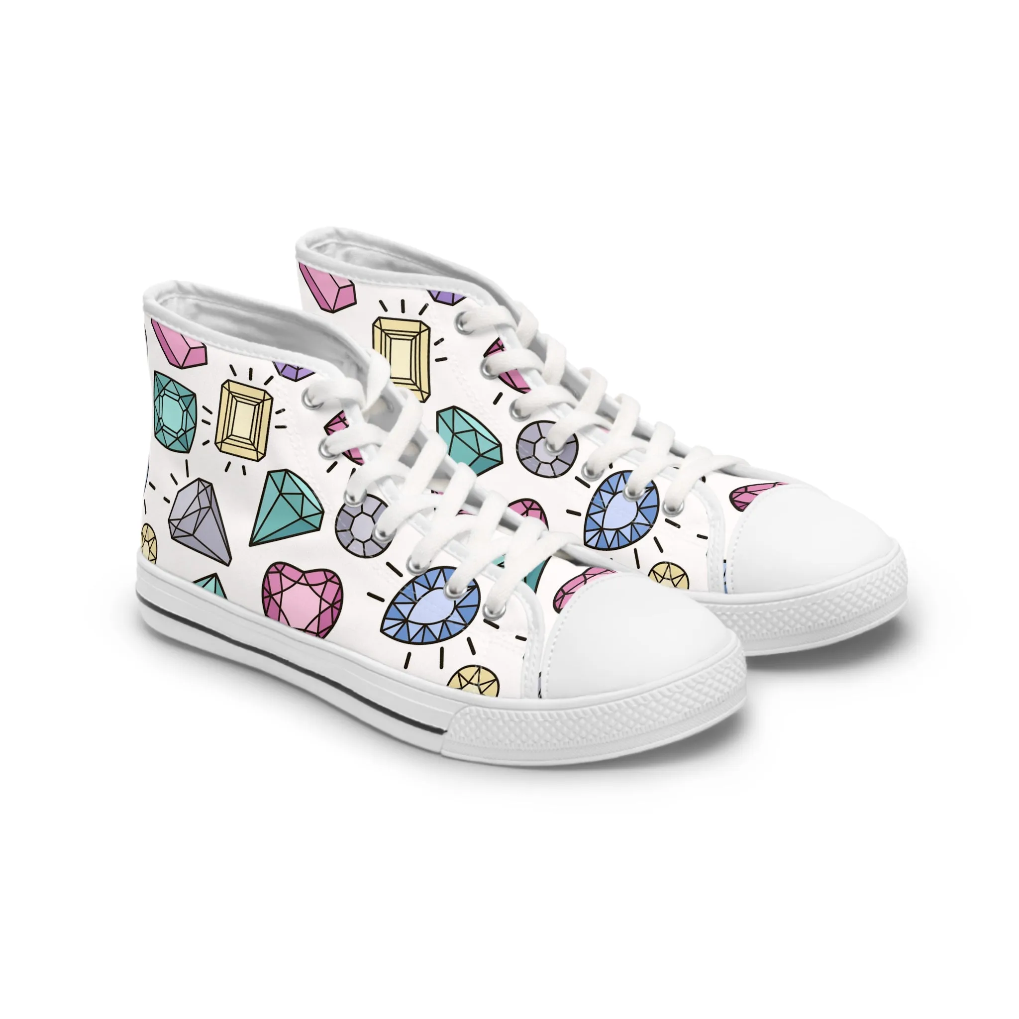 Cute Fashion Jewelry Gem Women's High Top Sneakers