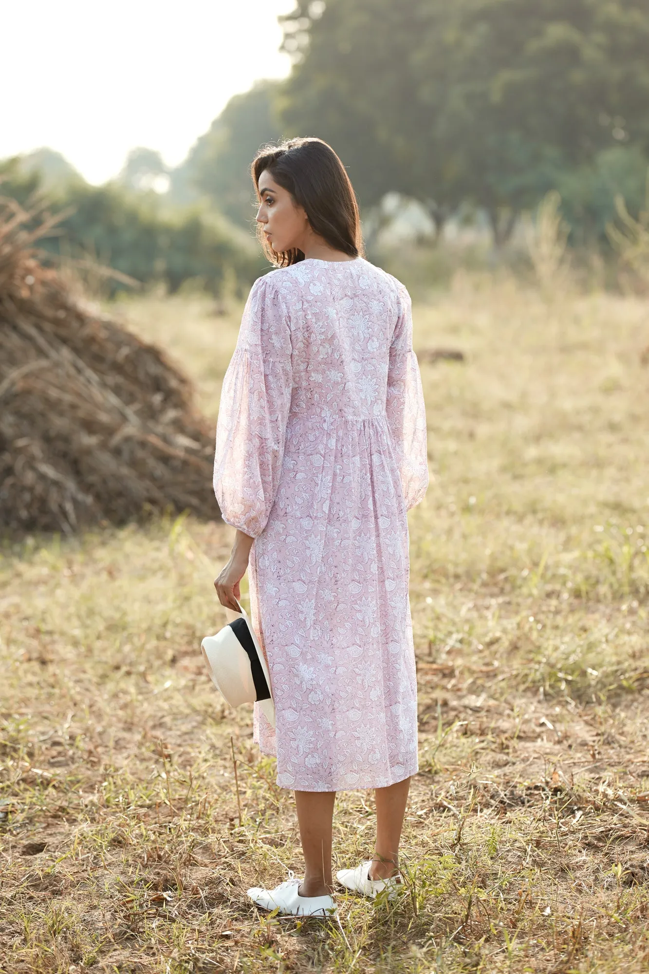 Dhara Dress - Floral in Rose