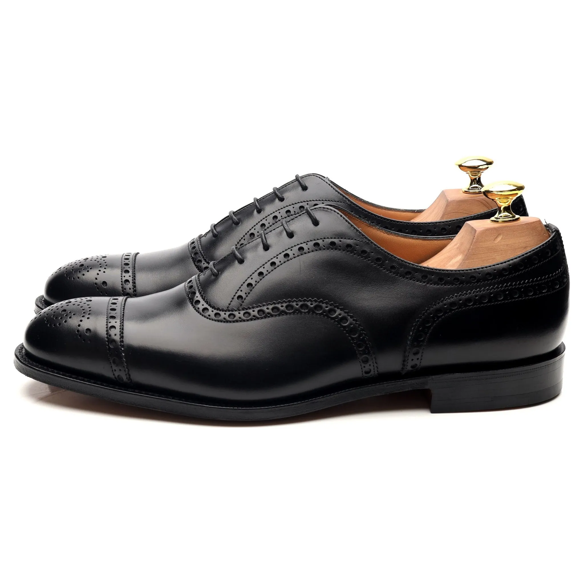 'Diplomat' Black Leather Oxford Semi Brogues UK 8.5 F