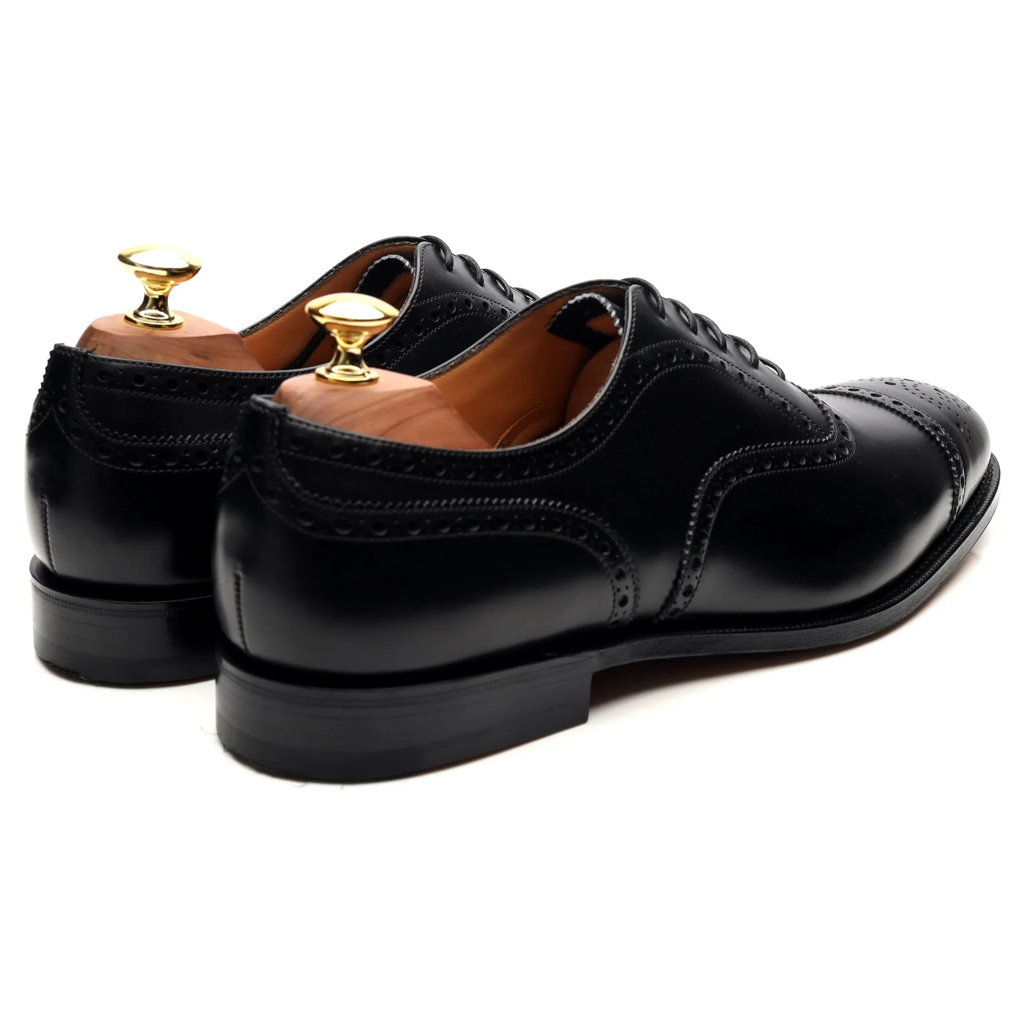 'Diplomat' Black Leather Oxford Semi Brogues UK 8.5 F