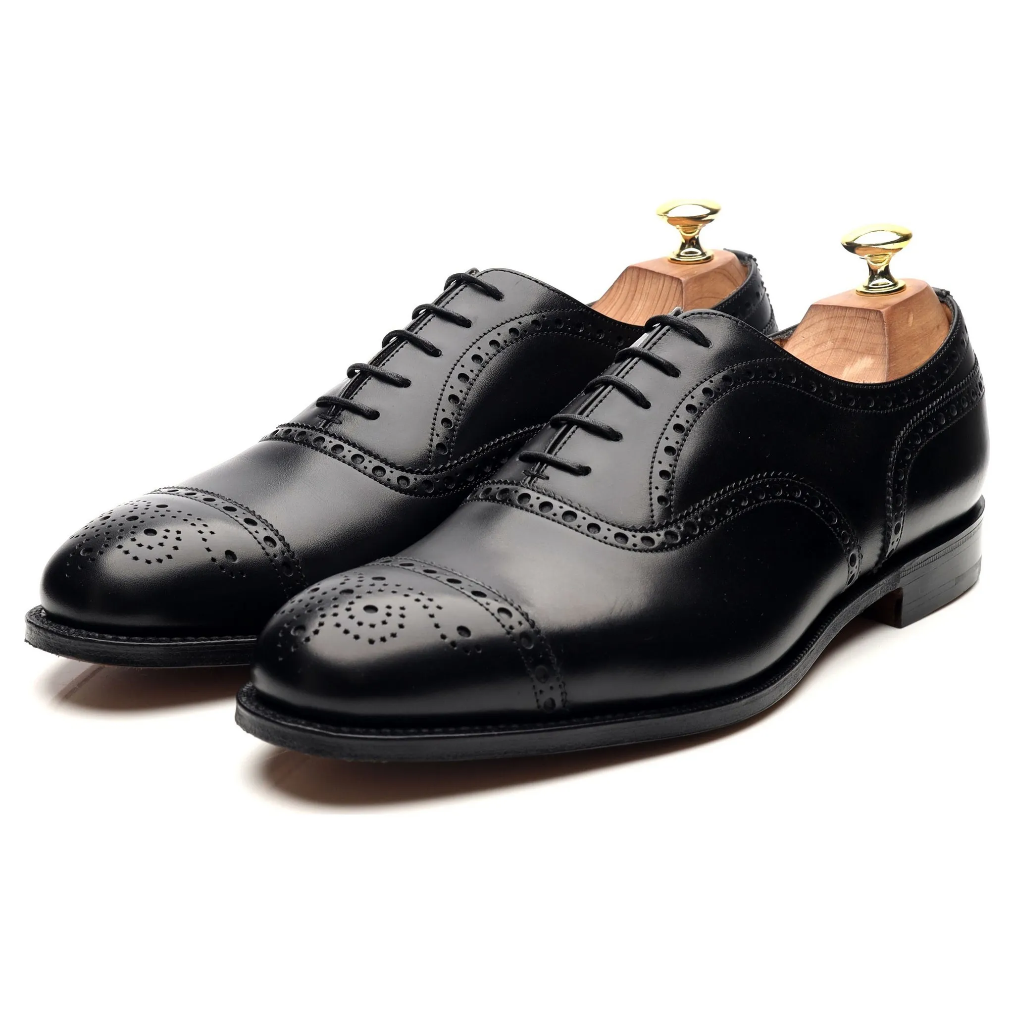 'Diplomat' Black Leather Oxford Semi Brogues UK 8.5 F