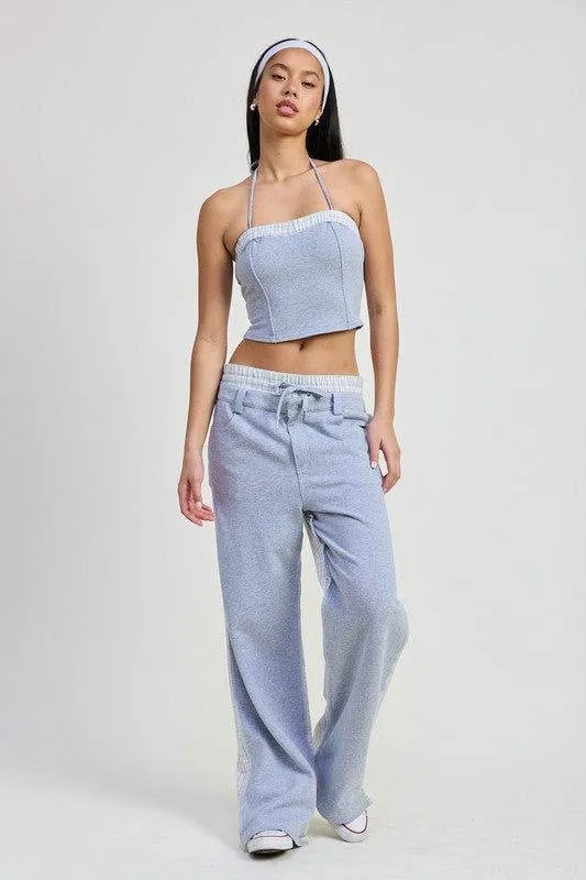 Double Waist Straight Leg Pants