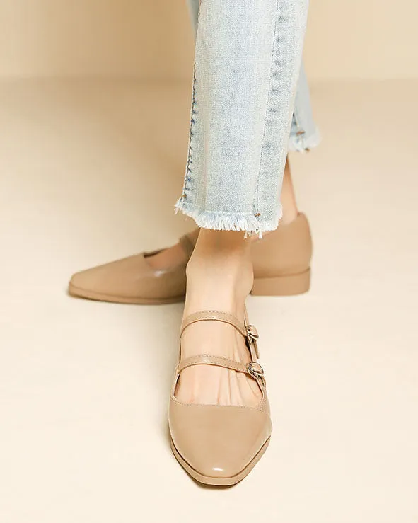 elveswallet One-line buckle flat Mary Jane shoes