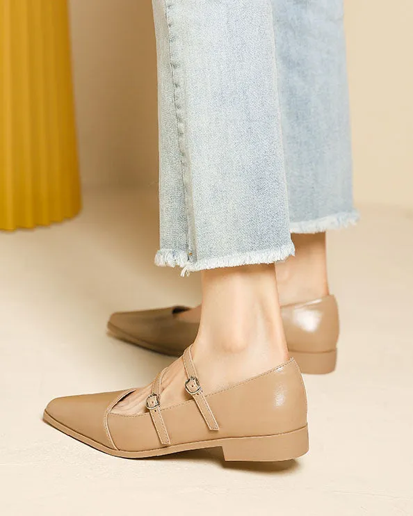 elveswallet One-line buckle flat Mary Jane shoes