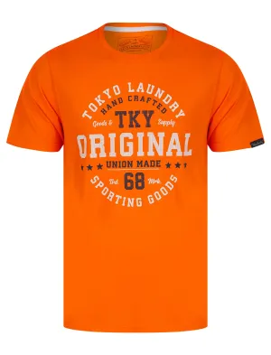 Empire Motif Cotton Jersey T-Shirt in Golden Poppy Orange - Tokyo Laundry