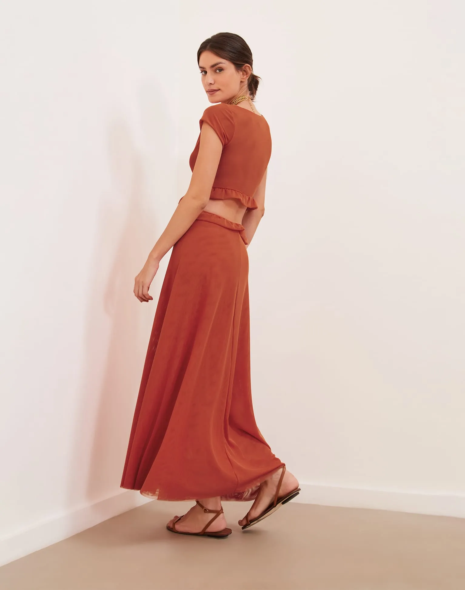 Evie Long Dress - Grapefruit