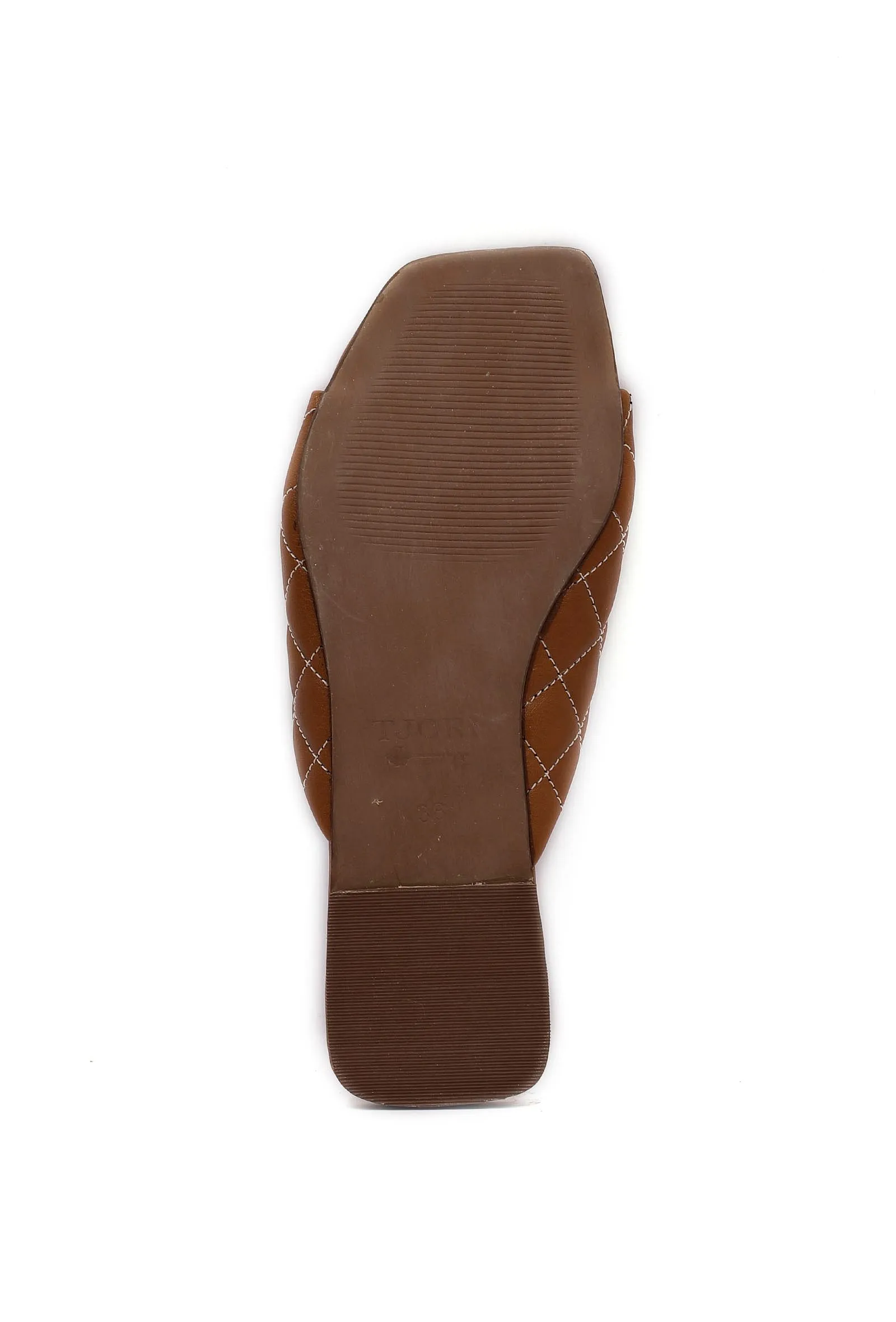 Fawn Brown Quilted Cruelty Free Leather Sliders