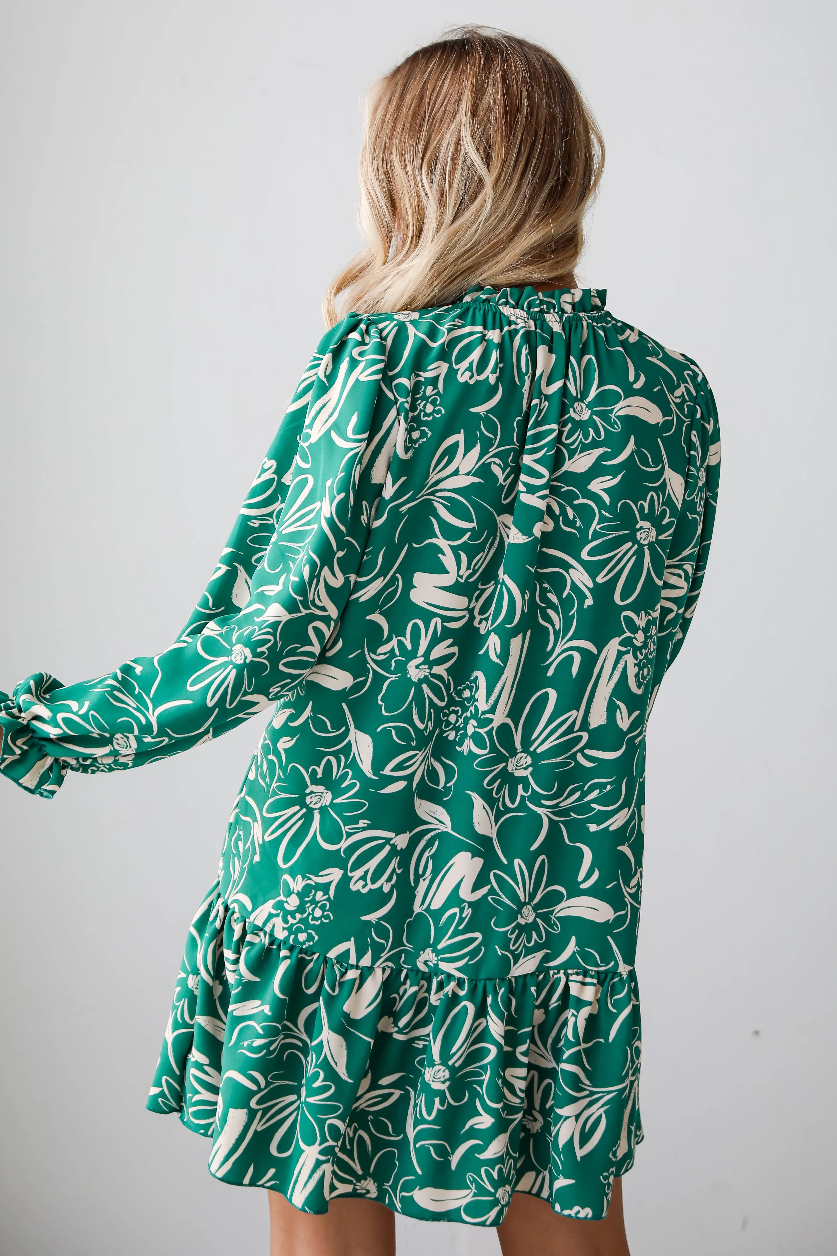 FINAL SALE - Darling Quality Green Floral Mini Dress