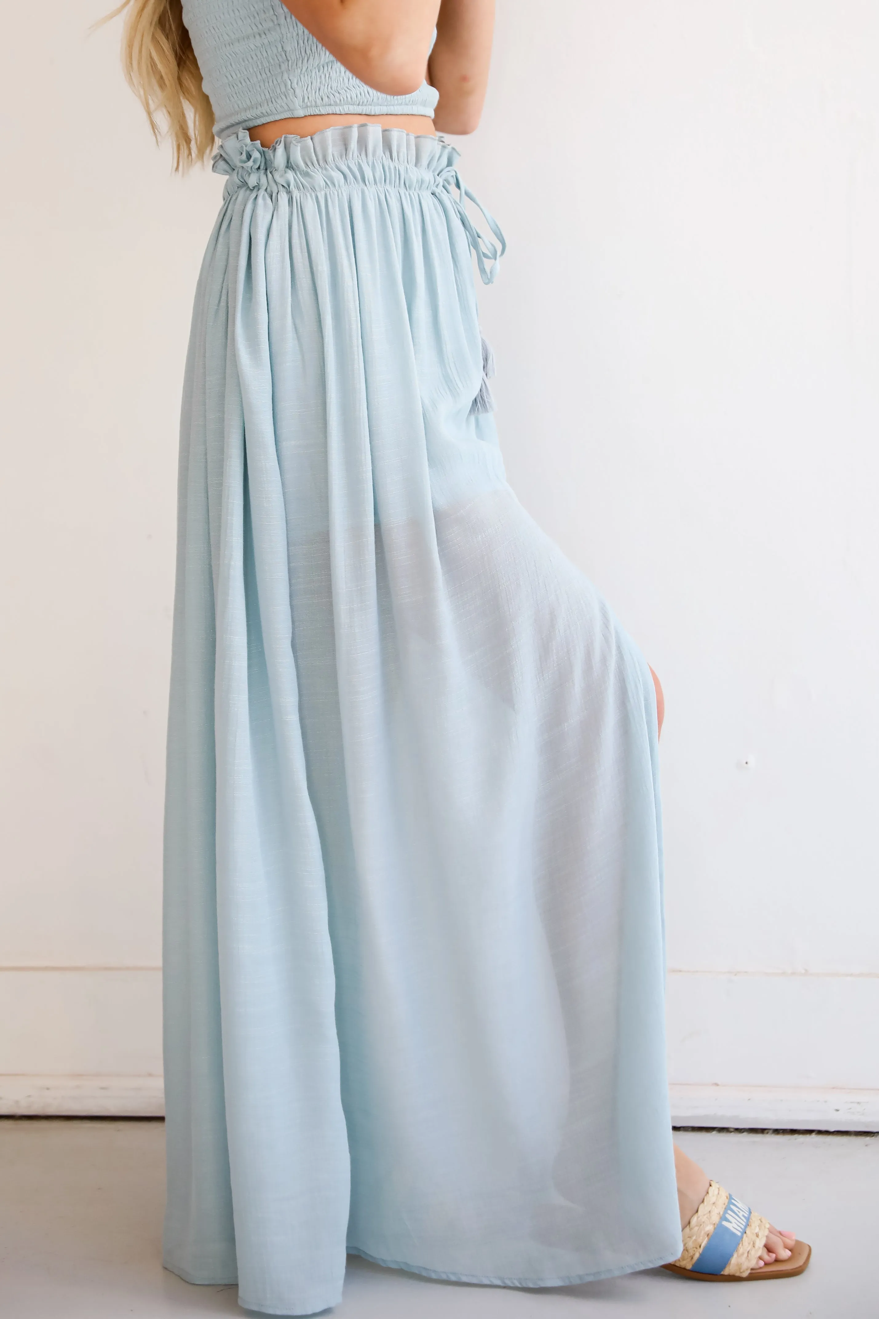 FINAL SALE - Sunny Impression Blue Maxi Skirt - DU DEAL