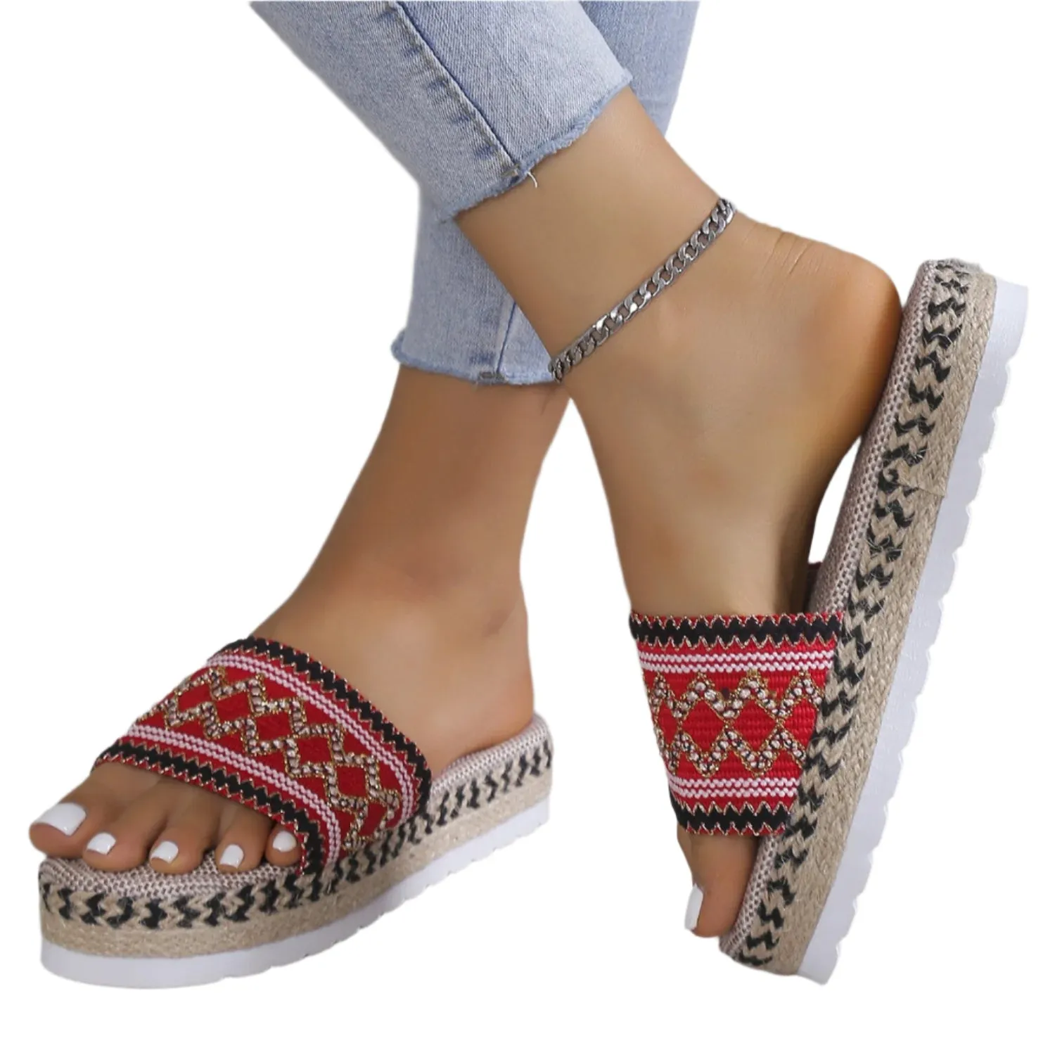 Geometric Weave Platform Sandals