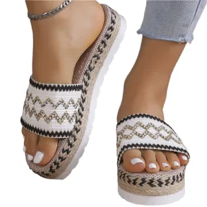 Geometric Weave Platform Sandals