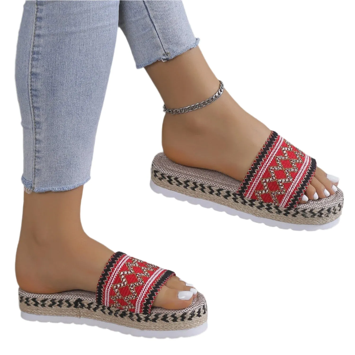 Geometric Weave Platform Sandals