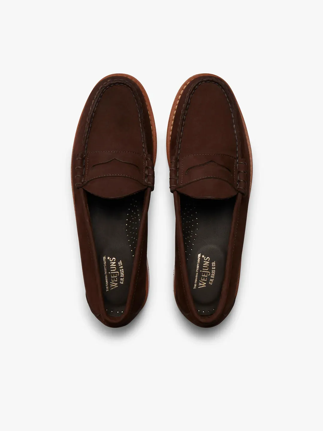 G.H Bass Heritage Larson Nubuck Penny Loafer: DARK BROWN