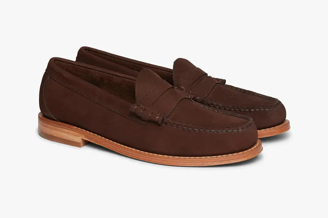 G.H Bass Heritage Larson Nubuck Penny Loafer: DARK BROWN