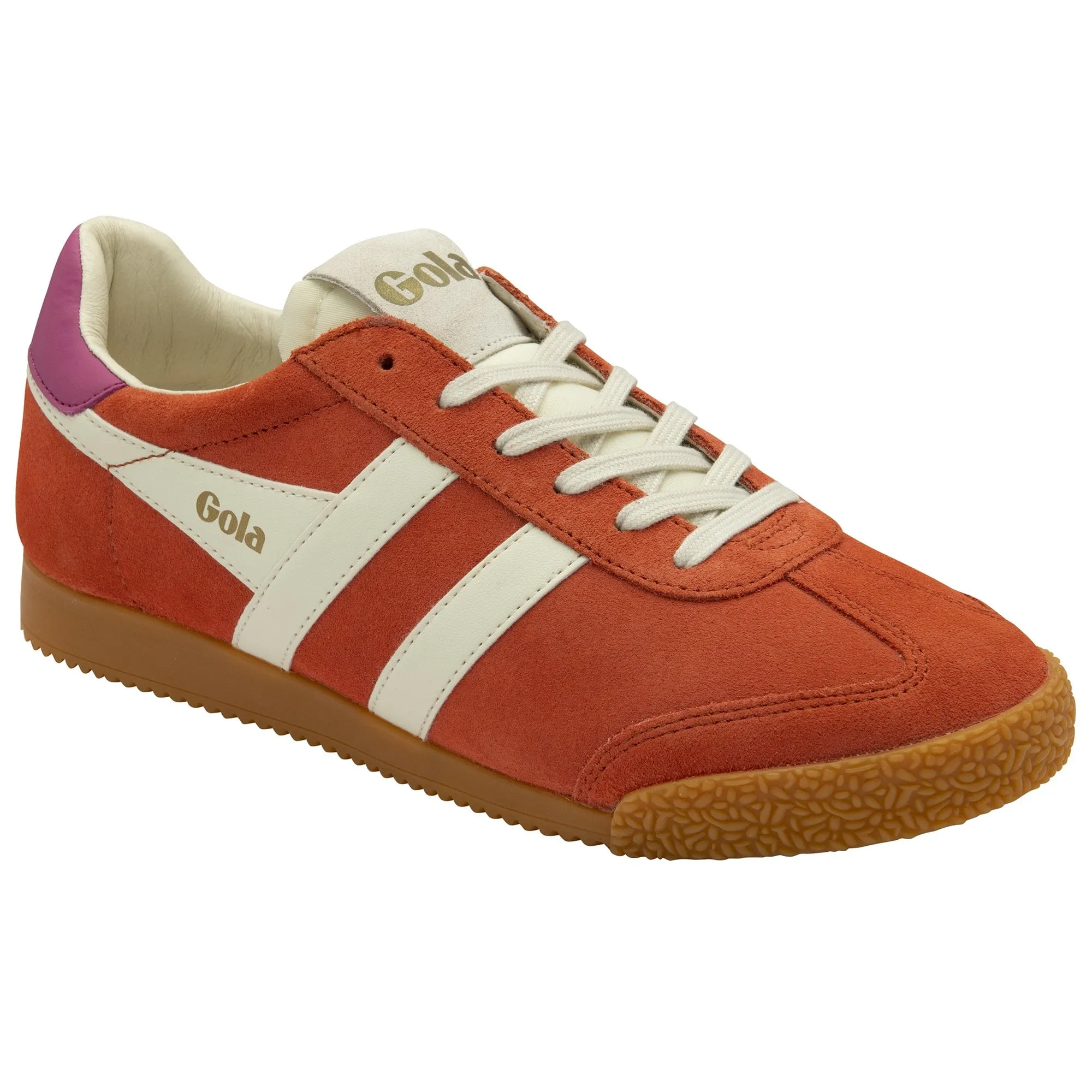 Gola Elan Ladies Hot Coral/Off White/Fuchsia Leather Lace Up Trainers