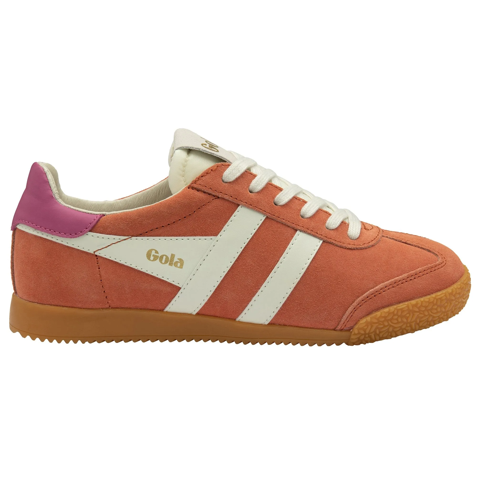 Gola Elan Ladies Hot Coral/Off White/Fuchsia Leather Lace Up Trainers