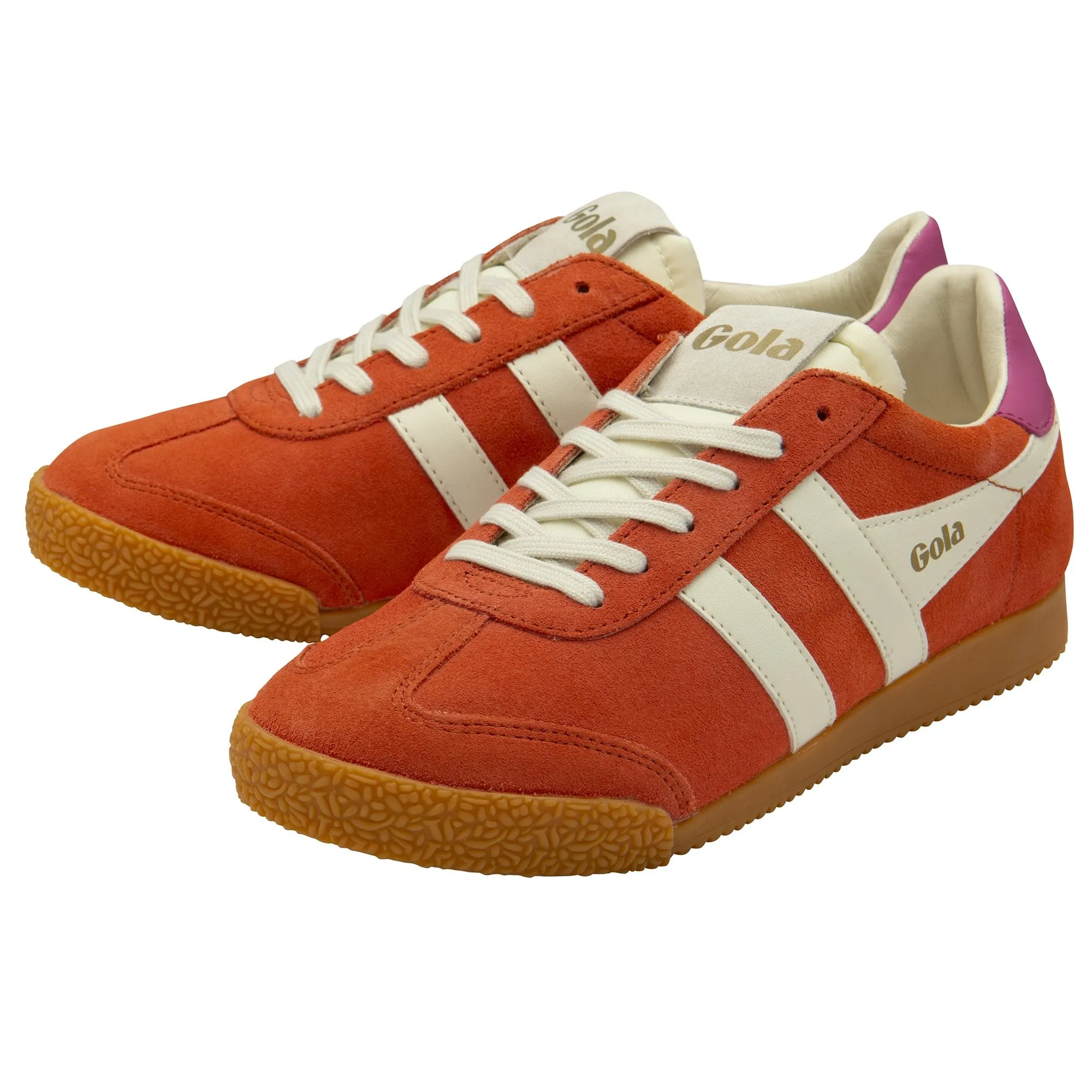 Gola Elan Ladies Hot Coral/Off White/Fuchsia Leather Lace Up Trainers