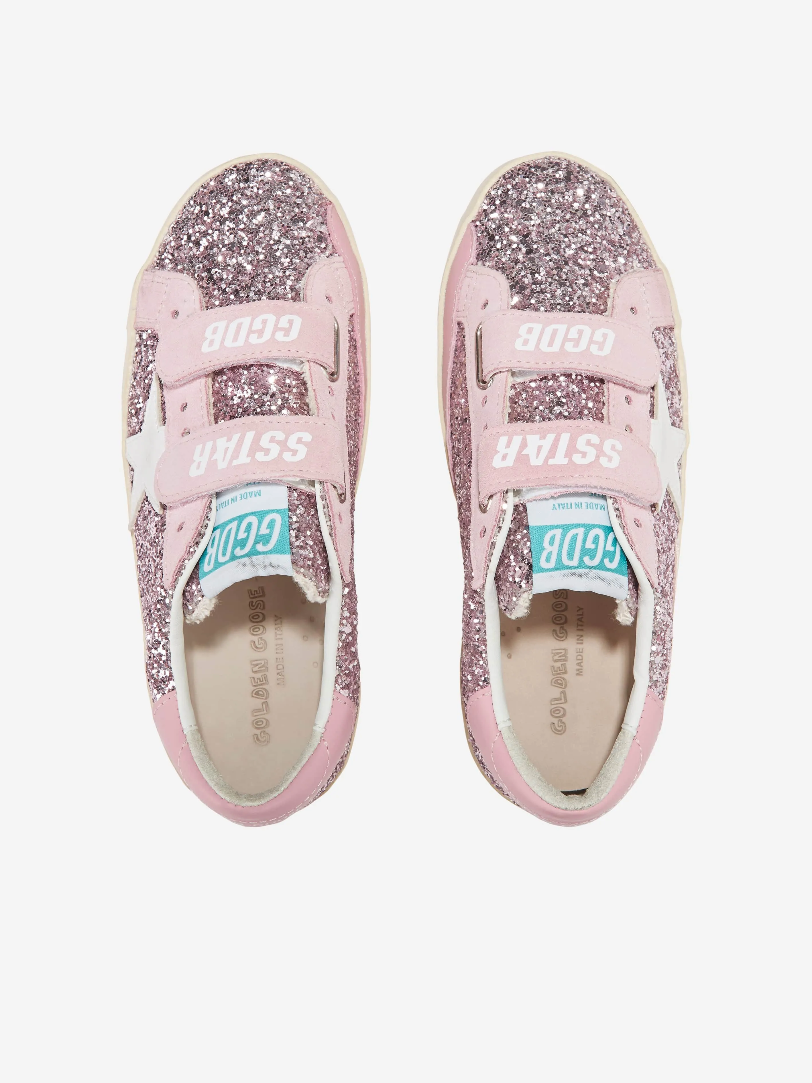 Golden Goose Girls Glitter And Leather Old School Trainers in Pink