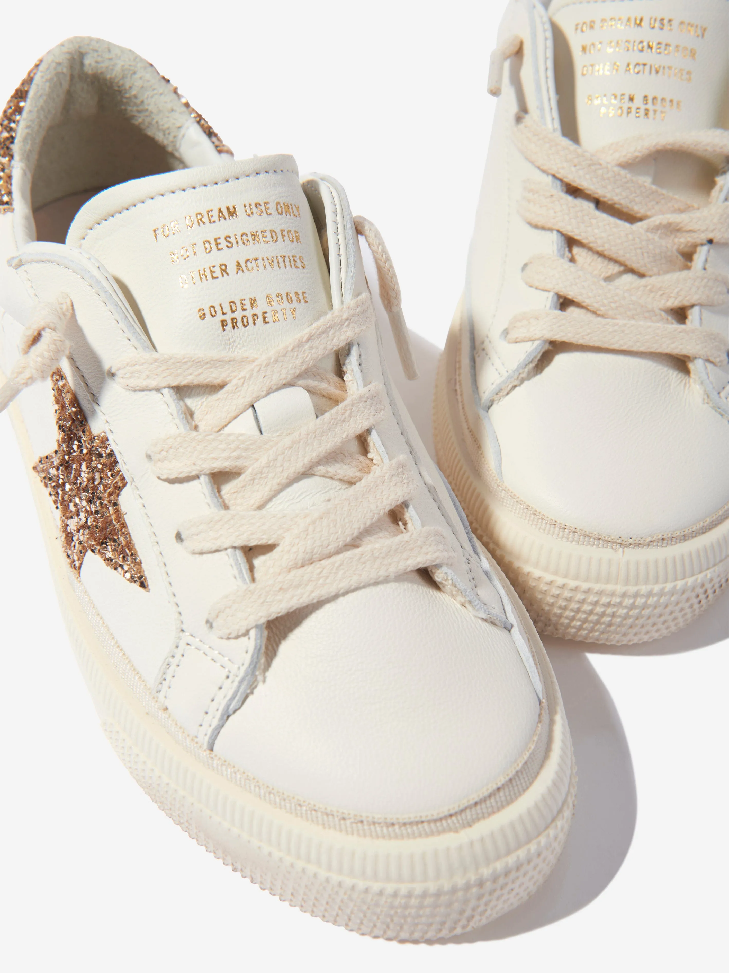 Golden Goose Girls Leather Glitter Star And Heel Trainers in White